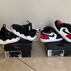 2 pairs of Jordan Toddler Velcro Shoes. Size 6C